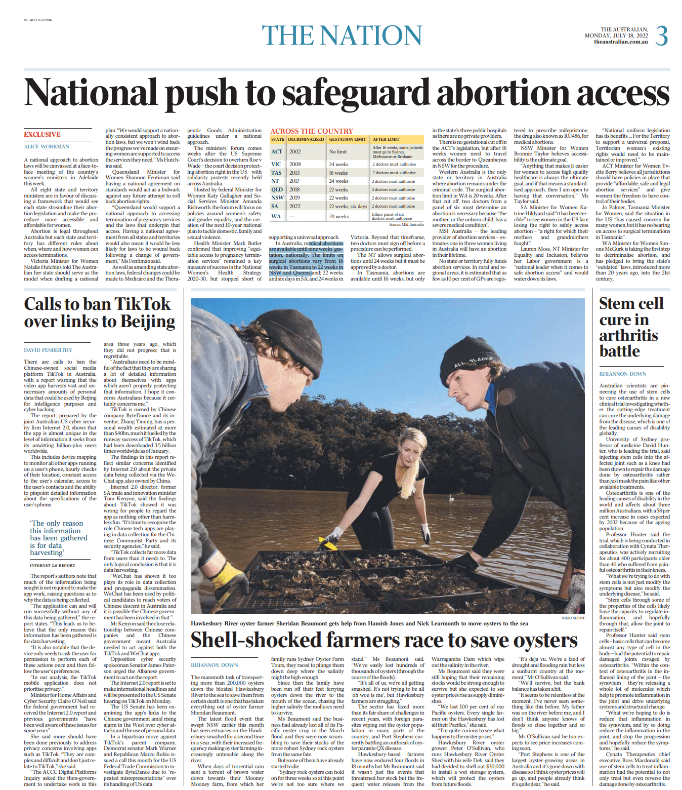 Newspaper article: National push to safeguard abortion access